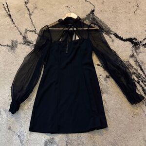 SHEIN Black Long Sleeve Dress with Sheer Details